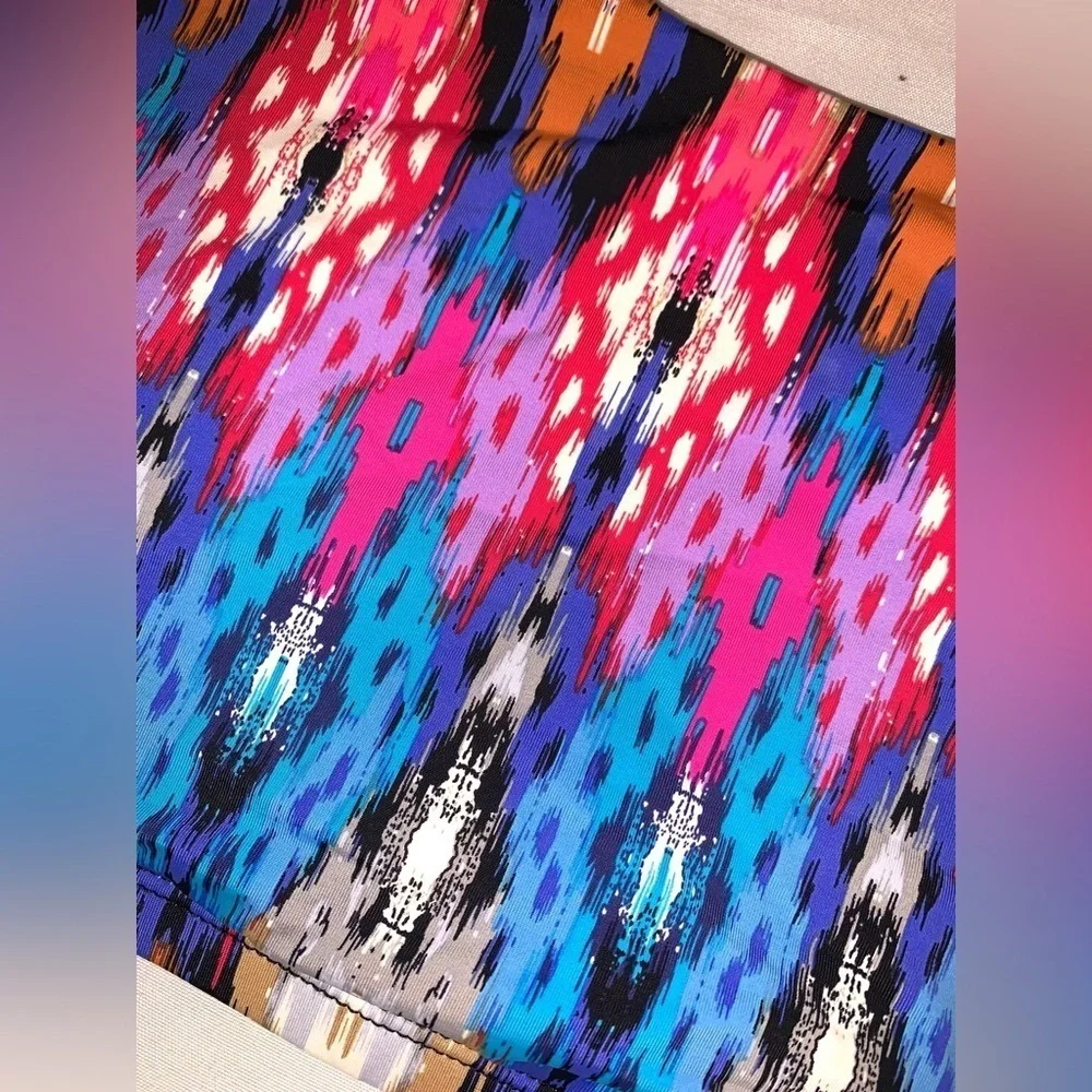 Vintage Bikini Top Multicolor Patterned Women's Medium